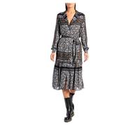 REPLAY W9759 Robe, Blanc-Noir-Vert Militaire, L Femme L