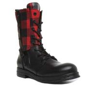 Replay Welkom Femmes mi-Mollet Bottes en Noir Rouge UK Taille 3 - 8