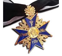 Replicamilitarymedals Grand Pour Le Merite Médaille Croix Plaqué Or 24 carats et Feuille de Chêne Bleu Max Plus Honneur + Reproduction Ruban