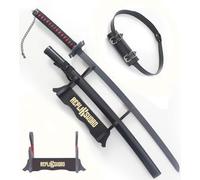 REPLIKSWORD Bleach Katana Ichigo Bois Lame en Bois Bankai Epee Sabre Ichigo Katana Replique Cosplay + Presentoir Inclus + Ceinturon Noir Porte-Epee