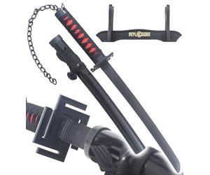REPLIKSWORD Bleach Mini Katana en Bois Lame en Bois Katana Ichigo Epee Sabre Bankai - 45cm + Presentoir Inclus