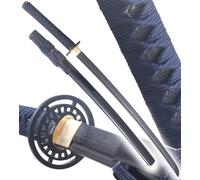 REPLIKSWORD Danzan Katana en Bois Lame en Bois Katana Japonais en Bois Epee Sabre Samourai Katana Sun Epee Entrainement - Lame Bois Noire + Presentoir en Bois Inclus