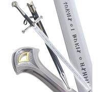 REPLIKSWORD Le Seigneur des Anneaux Epee Anduril en Bois Aragorn Sabre + Fourreau - Lame Decoration Cosplay + Presentoir Inclus