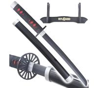 REPLIKSWORD Mini Katana en Bois Lame en Bois Katana Tanjiro Kamado Epee en Bois Sabre - 45cm + Presentoir Inclus