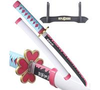 REPLIKSWORD Mini Katana Mitsuri Kanroji - Kimetsu no Yaiba Épée Sabre White Edition 45cm + Presentoir