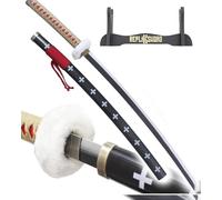 REPLIKSWORD One Piece Katana en Bois Lame Decoration Sabre Trafalgar Law Replique Epee Cosplay Deguisement + Presentoir Inclus