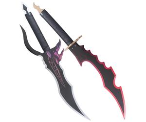 REPLIKSWORD Pack 2 Dagues Solo Leveling en Bois Sung Jinwoo Epee en Bois Couteau Cosplay Decoration - Lame Decoration