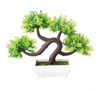 Réplique de bonsaï en pin d'aspect naturel pour décoration de maison, bureau, table de mariage, toile de fond légère pour intérieur et extérieur (vert)