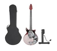 Réplique de guitare électrique miniature brun rougeâtre avec support et étui, modèle d'instrument de musique, décoration 10 pouces