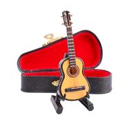 Réplique de guitare miniature en bois avec support et étui pour décoration | 8 cm Guitare miniature Mini Guitare Instrument de Musique Réplique Cadeau Anniversaire Bibliothèque Ornement Bureau Sculpture