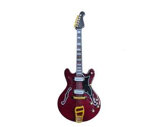 Réplique de guitare miniature The King « 1968 Comeback » Red Cherry Hagstrom Viking II - Cadeaux de musique - Ornement fait à la main à l'échelle 1/4 - Boîte de présentation, étiquette de nom et