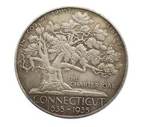 Réplique de la pièce commémorative Connecticut Charter Oak de 1935, pièce de collection en cuivre de style antique, marquant 300 ans (1635-1935), pièce historique américaine vintage pour exposition et