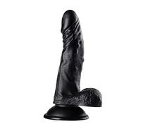 Réplique de pénis en silicone gode réaliste de 21 cm avec masturbateur à ventouse puissante SM Sex Toy pour couples débutants jouets avancés (Noir)