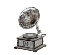 Réplique de phonographe gramophone vintage antique 78 tr/min | Bois et laiton | Pièce maîtresse décorative avec un disque de démonstration et cinq aiguilles 4wp