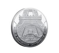 Réplique de pièce commémorative de l'Exposition Universelle de Paris de 1900, pièce de Collection argentée avec Motif en Relief de la Tour Eiffel, pièce de Style Vintage pour Exposition Historique et
