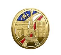 Réplique de pièce commémorative des Monuments de Paris, pièce de Collection dorée représentant la Tour Eiffel, l'arc de Triomphe et Notre-Dame aux Couleurs du Drapeau français, pièce de Style Vintage