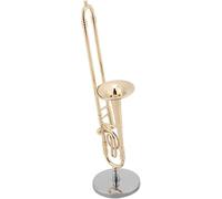 Réplique de Trombones 17 × 6 × 5 Réplique de Trombone Miniature avec Support et étui Modèle D'instrument plaqué or Ornements Musicaux