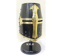 Réplique du casque médiéval de chevalier templier noir