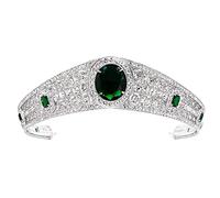 Réplique du diadème Kokoshnik Émeraude Greville - Bijoux de tête de princesse Eugénie - Cristaux moyens - Cristal - Zircone cubique