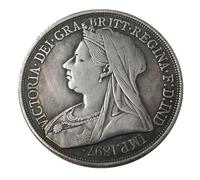 Réplique d'une pièce commémorative britannique de l'époque victorienne de 1897, pièce de collection de style antique représentant le portrait de la reine Victoria, pièce historique argentée à noyau de
