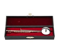 Réplique Miniature de flûte en Laiton plaqué Or, modèle d'instrument de Musique avec Support et étui en Bois, idéal pour la décoration intérieure et Cadeau pour Les Musiciens