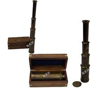 Réplique nautique Hub Antique laiton maritime 14 pouces télescope royal bleu marine spyglass Et boîte en bois objet de collection