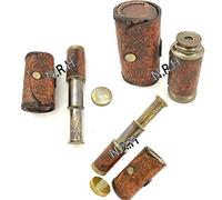 Réplique nautique Hub Antique laiton maritime 6 pouces télescope royal bleu marine spyglass avec boîte en cuir cadeau