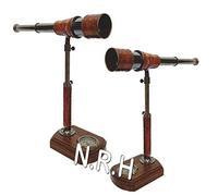 Réplique nautique Réplique Hub de collection Télescope et Boussole Style Laiton Antique avec Support en Bois Réglable Décoration de Bureau