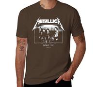 Réplique Thrash Metal Photo T-Shirt Band Tee, Vintage Rock Graphic Chemise Unisexe, Style café foncé, S