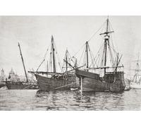 Répliques des navires La Nina et La Pinta. Les navires originaux de type caravane ont été utilisés par Christophe Colomb lors de son premier voyage transatlantique en 1492. De La Ilustracion Artistica