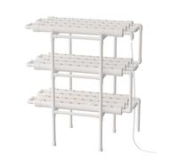 Repomanda Kit hydroponique 3 couches 108 trous sans terre PVC-U 100 x 50 x 102 cm avec pompe à eau, tuyau, paniers à plantes, éponge, minuteur, blanc, pour herbes, salade, céleri, poivrons, maison