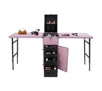 Repomanda, Mallette de maquillage portable avec 2 tables extensibles, 27 x 38 x 77 cm, grande mallette de rangement avec 4 tiroirs et roues, station de maquillage mobile pour studio et déplacements