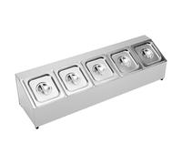 Repomanda Récipient Gastronorm 5 en acier inoxydable, passe au lave-vaisselle, avec 5 récipients 1/6 avec 5 couvercles assortis