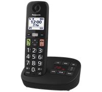 Panasonic KX-TGU130EXB Téléphone Numérique sans Fil avec Répondeur, Unité de Base et 1 Combiné, Écran LCD, Grosses Touches, Appel Favori, Compatible avec Les Appareils Auditifs, Noir