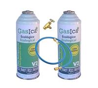 REPORSHOP - 2 bouteilles de gaz écologique Gasica 226Gr + V2 + tuyau Valve de remplacement R22, R32, R407C, R410A Gel organique