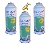 REPORSHOP - 3 bouteilles de gaz écologique Gasica 226Gr + V2 Valve de remplacement R22, R32, R407C, R410A Gel organique