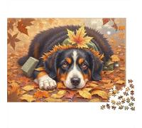 Repos de Chien d'automne Casse-tête 1000 Pièces avec Découpe De Précision,Jeu De Puzzle Premium Puzzle De Développement Cognitif pour Une Activité Intergénérationnelle,Passion Nature 38x26cm/1000
