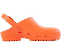 REPOSA Max Sabots infermiere, Sabot sanitaire, polymère Antistatique Naturel, sans Latex, Confortable, léger, Tige fermée, Trous latéraux, Semelle Anatomique, Semelle SRC, Orange, Taille 38