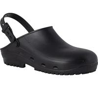 REPOSA Safe Sabots sanitaire, Chaussures hygiéniques en Type Sabot, polymère Antistatique Naturel, sans Latex, Confortable, Tige fermée, Trous latéraux, Semelle SRC Anatomique, Noir, 43