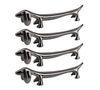 Repose-baguettes en alliage de Zinc plaqué, support de cuillère à dîner réutilisable, support de baguettes pour les Restaurants à domicile, 4 pièces 9x2.5cm (Chien saucisse noire)