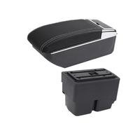 Repose-bras De Voiture Pour Ford Pour Fiesta Pour MK7 2009-2017 Accoudoir De Voiture Boîte De Rangement Intérieur Dédié Retrofit(B white line NO USB)