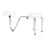 Repose-bras et support pour jambes en cuir PU réglables, tabouret de pédicure pour les pieds avec base en métal, repose-pieds à hauteur et distance réglables pour tatoueurs et salo (Blanche)