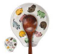 Repose-cuillère à café amusant en forme de chat Ma Ma Ma - Porte-cuillère à café mignon pour décoration de comptoir, petit repose-cuillère à café en céramique de 8,9 cm pour accessoires de bar à café