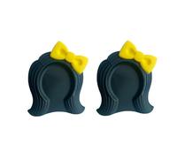 Repose-cuillère à cheveux pour femme, support de spatule mignon en silicone, porte-ustensiles de dessin animé, repose-cuillère de comptoir pour cuisine (jaune)