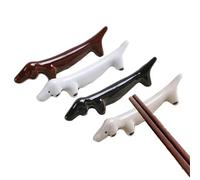 Repose Cuillère Cuisine 4 pièces porte-baguettes en céramique décor ensemble bâtons de Table reste support dîner repas cuillère fourchette vaisselle cerf chien Design supports(4 Pcs mixed dog)