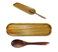 Repose cuillère cuisine, cuillère de cuisson longue en bois brun Vintage spécialement conçu pour le café décontracté thé avec cuillère en bois