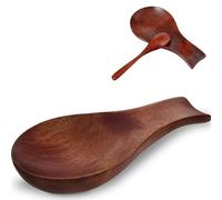 Repose cuillère cuisine et cuillere en bois Naturel Écologique Antidérapant, Support Ustensiles Résistant à la Chaleur pour Cuillère Louche et Cuisson (Brun)
