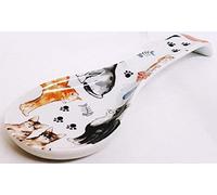 Repose-cuillère en forme de chat en céramique, porcelaine ; Coupelle avec collage de chats pour sachets de thé, décorée à la main au Royaume-Uni