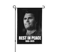 Repose en paix Charlie Kirk 12"x18" Drapeaux de jardin Bannière double face Sans mât