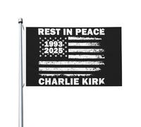Repose en paix Charlie Kirk 1993 2025 Drapeau USA Drapeau 3x5 pieds Drapeaux double face extérieur Bannière pour extérieur Noir
